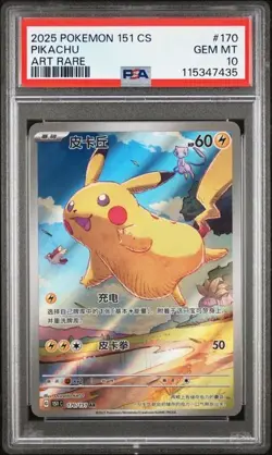 2025 Pokemon Simplified Chinese 151 Art Rare #170 170/151 Pikachu PSA 10 - Image 1