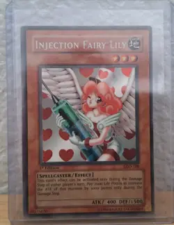 Yugioh Injection Fairy Lily LOD-100 Secret Rare 1st Ed. HP W/ Nice Surface Read - Image 1