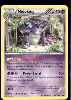 Pokemon Nidoking 45/114 Steam Siege Non Holo Rare 2 Card Lot LP - Image 1