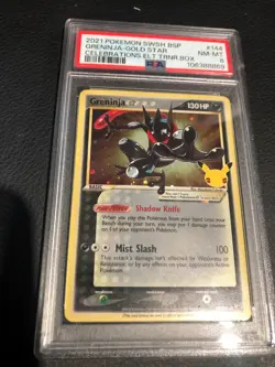 PSA 8 NM-MINT Greninja Gold Star 144 Celebrations ETB Promo Pokemon Card - Image 1