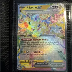 Pokemon Pikachu EX Card - Resolute Heart Ability, Topaz Bolt Attack - Image 1