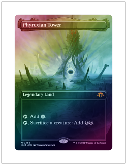1x Phyrexian Tower, Borderless Art Foil, Magic MTG NM - Image 1