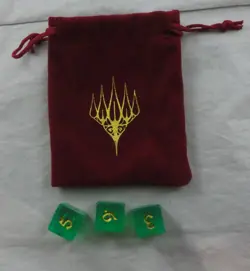 Magic The Gathering Green Lord of the Rings Middle Earth Promo Dice & Bag - Image 1