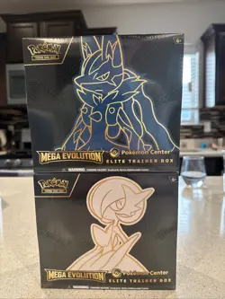 Pokemon TCG Mega Evolution Pokemon Center Exclusive ETB Set of 2 Factory Sealed - Image 1