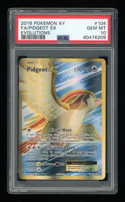 2016 Pokemon XY Pidgeot EX Evolutions #104 Full Art PSA 10 Gem Mint - Image 1