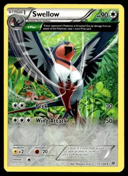 Swellow 72/108 Pokemon Card Roaring Skies Rare 90 HP Near Mint H52 - Image 1
