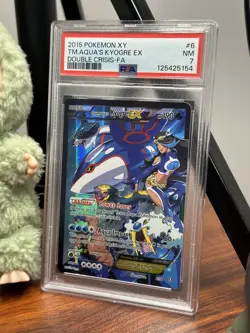 2015 POKEMON XY DOUBLE CRISIS #6 FULL ART/TEAM AQUA'S KYOGRE EX PSA 7 💦💦💦 - Image 1
