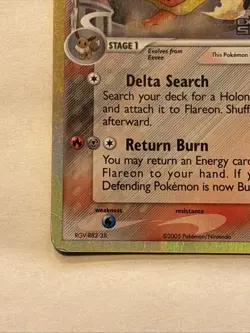 Pokemon TCG: 2005 EX Delta Species Flareon 5/113 Reverse Holo Rare STAMPED -HP - Image 3