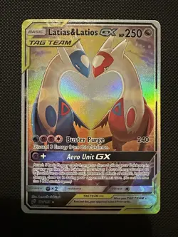 LATIAS & LATIOS GX 170/181 English Pokemon Sun & Moon Team Up Tag Team Alt Art - Image 1