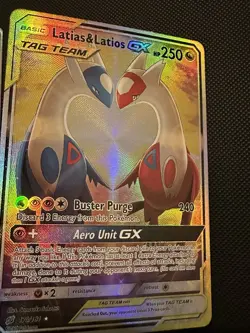 LATIAS & LATIOS GX 170/181 English Pokemon Sun & Moon Team Up Tag Team Alt Art - Image 2
