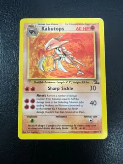 Pokemon WOTC 1999 Fossil Base Set Kabutops Rare Vintage Pokemon Card - Image 1