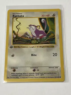 Pokemon Card Rattata Shadowless Base Set 1st Edition Vintage Rare 61/102 NM - Image 3