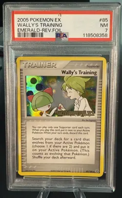 Wally's Training 85/106 Emerald Stamp Holo EX 2005 Pokemon Card PSA 7 - Image 1