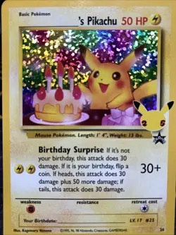 Pokemon TCG Birthday Pikachu Trading Card #24 Celebrations Classic Collection - Image 1