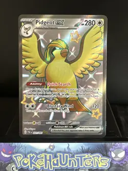 Pokemon Card Pidgeot ex 221/091 Shiny Full Art Paldean Fates Near Mint - Image 1