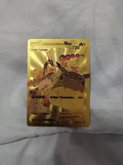 Charizard & Pikachu VMAX Full Art Gold Foil Pokemon Fan Art Display Card NM - Image 1