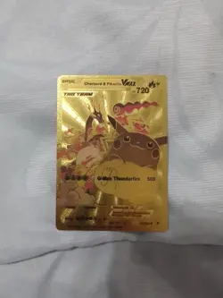 Charizard & Pikachu VMAX Full Art Gold Foil Pokemon Fan Art Display Card NM - Image 2