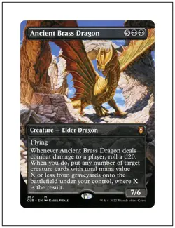 1x Ancient Brass Dragon, Borderless Art, Commander Legends Baldur's Gate MTG NM - Image 1
