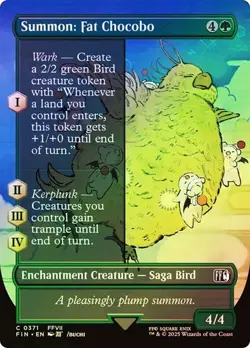NM Borderless Foil Summon: Fat Chocobo, MTG, Final Fantasy, Magic, 371 - Image 1