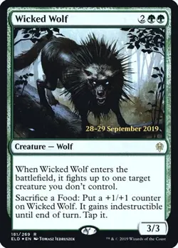 2x Wicked Wolf - Foil Prerelease Promo Throne of Eldraine LP MTG - Image 1