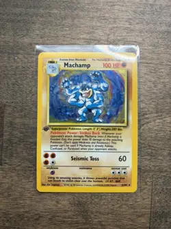Pokemon Machamp 8/102 1st Edition Base Set NM-Mint Rare 1999 Cosmo Holo - Image 1