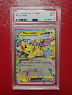 Pokemon Pikachu EX 57/191 SV Surging Sparks PSA 9 Mint - Image 1