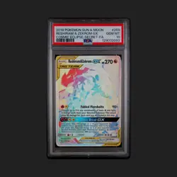 2019 POKEMON SUN & MOON COSMIC ECLIPSE #259 FULL ART/RESHIRAM & ZEKROM GX PSA 10 - Image 1