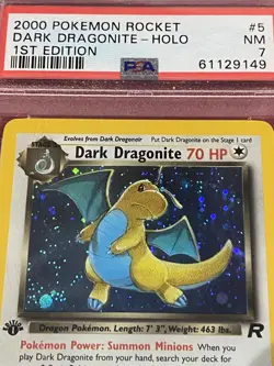 2000 Pokemon DARK DRAGONITE 5/82 Team Rocket 1st Edition Holo Rare English PSA 7 - Image 4