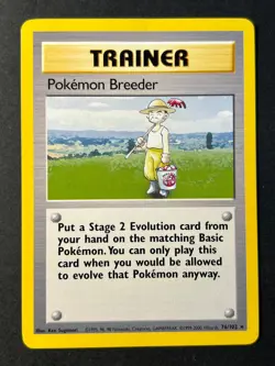 Pokemon Breeder 76/102 4th Print Base Set Rare Pokemon Card - MP - Image 1