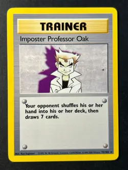 Imposter Professor Oak 73/102 4th Print Base Set Rare Pokemon Card - MP - Image 1