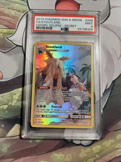 Pokemon PSA 9 MINT Stoutland 248/236 Secret Rare Full Art Cosmic Eclipse Holo - Image 1