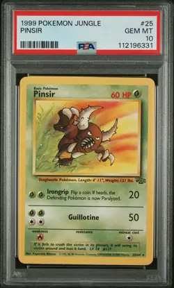 PSA GEM MINT 10 1999 POKEMON JUNGLE #25 PINSIR Fast & Free Delivery! - Image 1