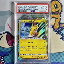 PSA 10 GEM MINT Playing in the Sea Pikachu Surfing Promo 392/SM-P 2019 Pokemon - Image 1