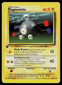 Pokemon Card - Magnemite Base Set 1st Edition Spanish 53/102 Common - Image 1