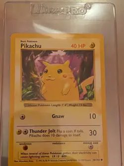 RARE Pikachu 40HP Red Cheeks Shadowless 1st Ed 1999 Pokemon Base Set Card 58/102 - Image 1