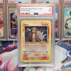 PSA 7 NM Entei 6 / 64 Neo Revelation Vintage Holo Pokemon TCG Graded Card - Image 1
