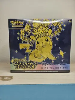 Pokemon Center ETB Surging Sparks PC Exclusive ETB, Sealed Small Rip - Image 1