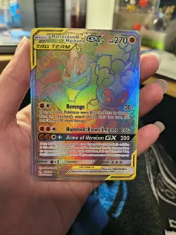 Marshadow & Machamp GX HYPER SECRET RARE Tag Team 221/214 Holo Pokemon UBB - NM - Image 1
