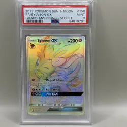 Pokemon TCG SYLVEON GX 158/145 Sun & Moon Guardians Rising Secret Rare PSA 9 - Image 1