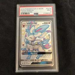 Pokemon TCG Sylveon GX SV76/SV94 Hidden Fates Shiny Vault Holo PSA 9 Mint - Image 1