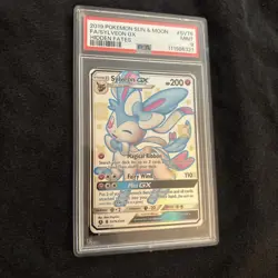 Pokemon TCG Sylveon GX SV76/SV94 Hidden Fates Shiny Vault Holo PSA 9 Mint - Image 2