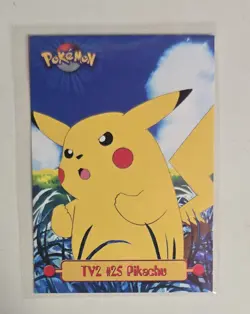 PIKACHU #25 TV2 - Black Logo - Non-Holo - TOPPS POKEMON CARD - Image 1