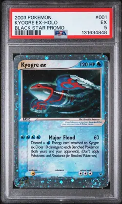 *HOLO SWIRL* Pokemon 2003 Kyogre EX Holo Black Star Promo Card #001 PSA 5 - Image 1