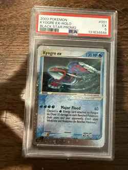 *HOLO SWIRL* Pokemon 2003 Kyogre EX Holo Black Star Promo Card #001 PSA 5 - Image 3