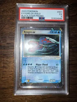 *HOLO SWIRL* Pokemon 2003 Kyogre EX Holo Black Star Promo Card #001 PSA 5 - Image 4