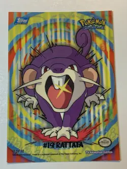 2000 Topps Pokemon TV Rattata #19 Stick-Ons Sticker 9 of 10 (A) - Image 1