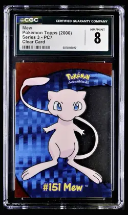 Pokemon 2000 Topps Series 3 PC7 Clear Card Mew CGC 8 NM MINT LOW POP 5 - Image 1