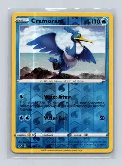 SWSH01: Sword & Shield Base Set #062/202 Cramorant Rare Pokemon Rev Holo - Image 1