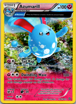 Pokemon TCG Azumarill 104/160 XY Primal Clash Holo Rare Full Art - Image 1