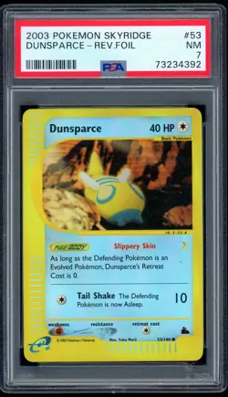 2003 Pokemon Unlimited Skyridge 53/144 Dunsparce Reverse Holo PSA NM 7 - Image 1
